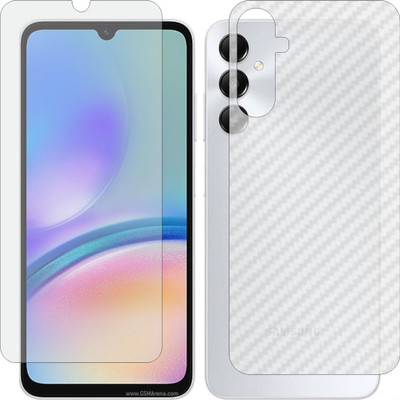 MOBART Front and Back Tempered Glass for Samsung Galaxy A05s (Front 9H Hardness Matte & Carbon Fiber Skin for Back)(Pack of 2)