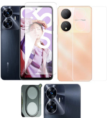 COVER CAPITAL Front and Back Tempered Glass for Realme C55(Pack of 3)