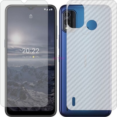 TELTREK Front and Back Tempered Glass for NOKIA G11 PLUS (Front Matte Finish & Back 3d Carbon Fiber)(Pack of 2)