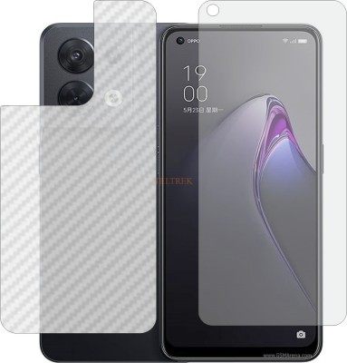 TELTREK Front and Back Tempered Glass for OPPO RENO8 5G CPH2359 (Front Matte Finish & Back 3d Carbon Fiber)(Pack of 2)