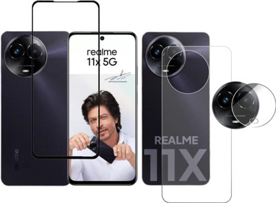 FINCH Front and Back Tempered Glass for realme 11x 5G (Midnight Black)(Pack of 3)