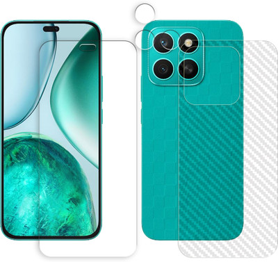ARBAN Front and Back Tempered Glass for Honor X8c 4G Tempered Glass Screen Protector | Anti-Scratch | Edge to Edge Full Coverage | 9H Hardness (1 FRONT SCREEN GUARD + 1 BACK CARBON FIBER SKIN + 1 CAMERA LENS PROTECTOR)(Pack of 1)