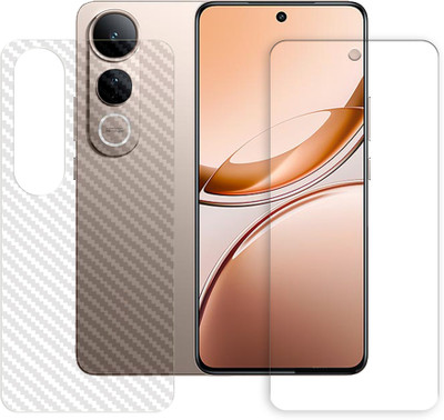 ARBAN Front and Back Tempered Glass for vivo V50 Lite 4G Tempered Glass Screen Protector | Anti-Scratch | Edge to Edge Full Coverage | 9H Hardness FRONT TEMPERED GLASS + BACK CARBON FIBER SKIN)(Pack of 1)