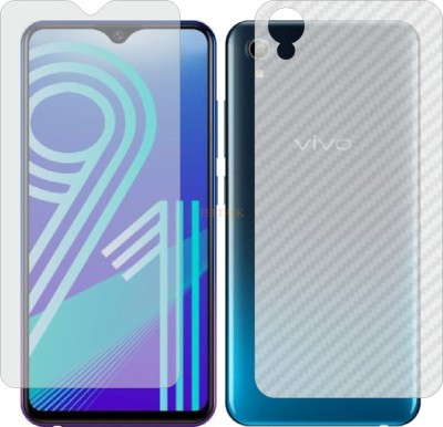 TELTREK Front and Back Tempered Glass for VIVO Y91I MT6762 (Front Matte Finish & Back 3d Carbon Fiber)(Pack of 2)