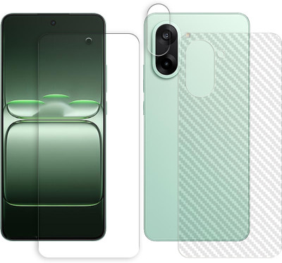 SOMTONE Front and Back Tempered Glass for OnePlus Ace 5 Racing 5G FRONT BACK Tempered Glass Screen Protector | Anti-Scratch | Edge to Edge Full Coverage | 9H Hardness (1 FRONT SCREEN GUARD + 1 BACK CARBON FIBER SKIN + 1 CAMERA LENS PROTECTOR)(Pack of 1)