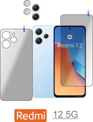 PONDRIK Front and Back Tempered Glass for REDMI 12 5G(Pack of 3)