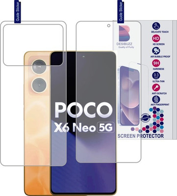 DESIBUZZ Front and Back Tempered Glass for POCO X6 Neo 5G, (Flexible)(Pack of 2)