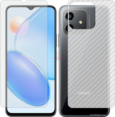 TELTREK Front and Back Tempered Glass for HUAWEI HONOR PLAY6 C VNEAN40 (Front Matte Finish & Back 3d Carbon Fiber)(Pack of 2)