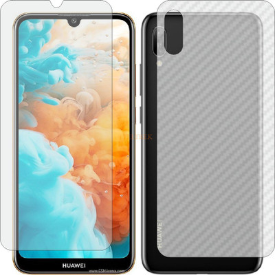 TELTREK Front and Back Tempered Glass for HUAWEI Y6 PRO 2019 (Front Matte Finish & Back 3d Carbon Fiber)(Pack of 2)