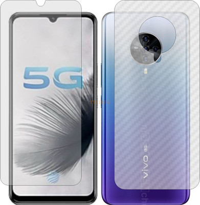 TELTREK Front and Back Tempered Glass for VIVO S6 5G (Front Matte Finish & Back 3d Carbon Fiber)(Pack of 2)