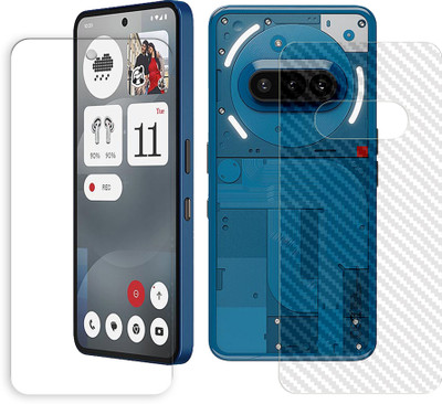 SOMTONE Front and Back Tempered Glass for Nothing Phone (3a) 5G Tempered Glass Screen Protector | Anti-Scratch | Edge to Edge Full Coverage | 9H Hardness (1 FRONT TEMPERED GLASS PROTECTOR + 1 BACK CARBON FIBER SKIN)(Pack of 1)
