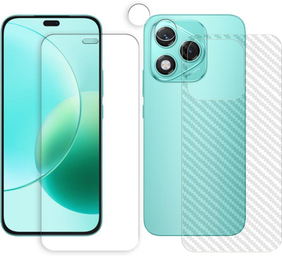 SOMTONE Front and Back Tempered Glass for Honor 400 Lite 5G Tempered Glass Screen Protector | Anti-Scratch | Edge to Edge Full Coverage | 9H Hardness (1 FRONT SCREEN GUARD + 1 BACK CARBON FIBER SKIN + 1 CAMERA LENS PROTECTOR)(Pack of 1)