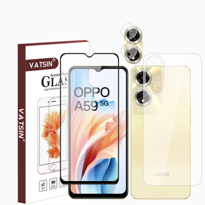Vatsin Front and Back Tempered Glass for Oppo A59 5G(Pack of 3)