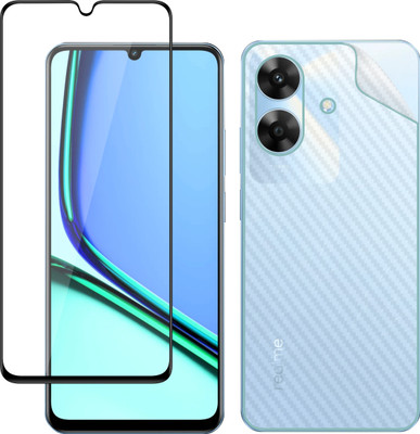 Vatsin Front and Back Tempered Glass for Realme Narzo N61, Realme Narzo N61 [Back Carbon Fiber](Pack of 2)