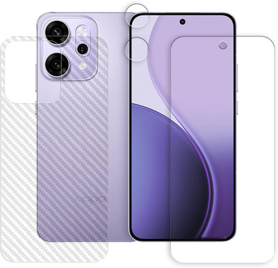 SOMTONE Front and Back Screen Guard for Oppo Reno14 Pro 5G Tempered Glass Screen Protector | Anti-Scratch | Edge to Edge Full Coverage | 9H Hardness (1 FRONT SCREEN GUARD + 1 BACK CARBON FIBER SKIN + 1 CAMERA LENS PROTECTOR)(Pack of 1)