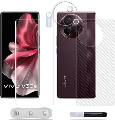 ARBAN Front and Back Tempered Glass for vivo V30e 5G Tempered Glass Screen Protector ( 1 UV TEMPERED GLASS SCREEN PROTECTOR + 1 BACK CARBON FIBER SKIN + 1 CAMERA LENS PROTECTOR )(Pack of 1)