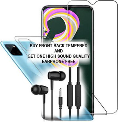 SOMTONE Front and Back Tempered Glass for Realme C21Y FRONT BACK TEMPERED GLASS BUY AND GET EARPHONE FREE(Pack of 1)