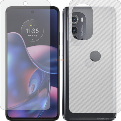 TELTREK Front and Back Tempered Glass for MOTOROLA MOTO EDGE 2022 (Front Matte Finish & Back 3d Carbon Fiber)(Pack of 2)