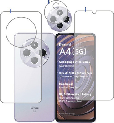 DESIBUZZ Front and Back Tempered Glass for REDMI A4 5G with camera lens(Pack of 3)
