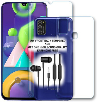 SOMTONE Front and Back Tempered Glass for Samsung Galaxy M21 FRONT BACK TEMPERED GLASS BUY AND GET EARPHONE FREE(Pack of 1)