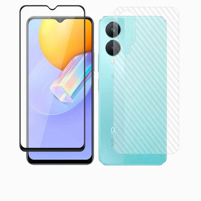 Vatsin Front and Back Tempered Glass for ViVO Y28 5G, ViVO Y28 5G [Back Carbon Fiber](Pack of 2)