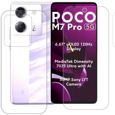 AHWAVEEDA Front and Back Tempered Glass for POCO M7 PRO 5G(Pack of 2)