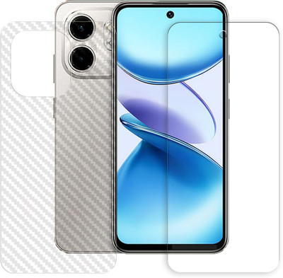 ARBAN Front and Back Tempered Glass for Infinix Smart 9 HD 4G Tempered Glass Screen Protector | Anti-Scratch | Edge to Edge Full Coverage | 9H Hardness (1 FRONT TEMPERED GLASS AND 1 BACK CARBON FIBER SKIN)(Pack of 1)