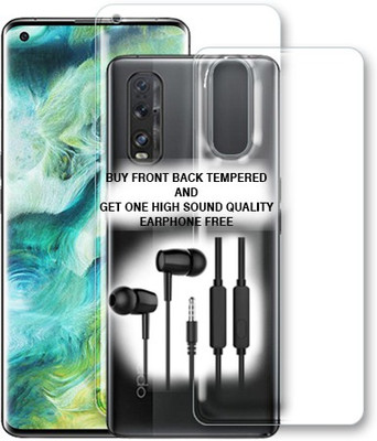 SOMTONE Front and Back Tempered Glass for Oppo Find X2 FRONT BACK TEMPERED GLASS BUY AND GET EARPHONE FREE(Pack of 1)
