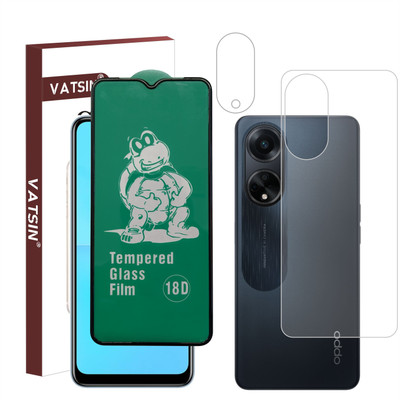 Vatsin Front and Back Tempered Glass for Oppo A38, Oppo A38 [With Rear Camera Lens Guard](Pack of 3)