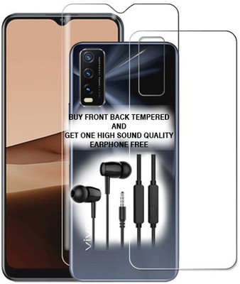 SOMTONE Front and Back Tempered Glass for vivo Y20G FRONT BACK TEMPERED GLASS BUY AND GET EARPHONE FREE(Pack of 1)
