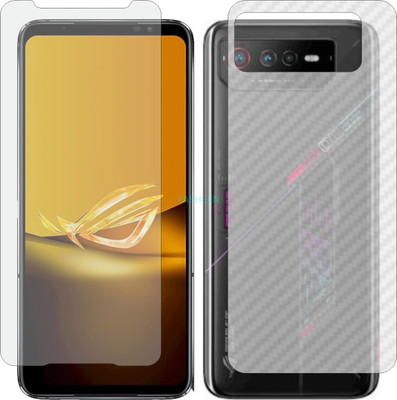 Fasheen Front and Back Tempered Glass for ASUS ROG PHONE 6D (Front Matte Finish & Back 3d Carbon Fiber)(Pack of 2)