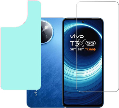 VAYUVAULT Front and Back Tempered Glass for Vivo T3x, Vivo T3x 5G(Pack of 2)