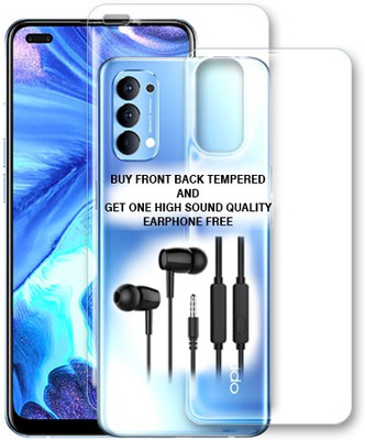SOMTONE Front and Back Tempered Glass for Oppo Reno4 FRONT BACK TEMPERED GLASS BUY AND GET EARPHONE FREE(Pack of 1)