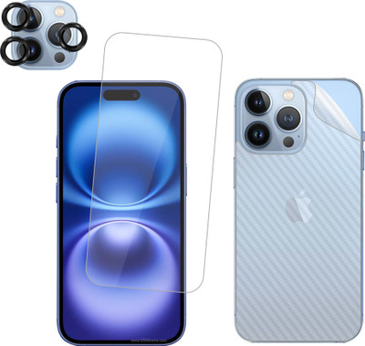 Vatsin Front and Back Tempered Glass for Apple iPhone 16 Pro Max, Apple iPhone 16 Pro Max [Back Carbon Fiber] [Rear Camera Lens Guard](Pack of 3)