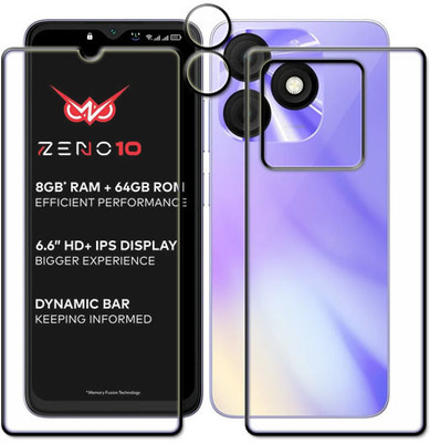 tombik Front and Back Tempered Glass for 88wa-itel Zeno 10-fb,lens(Pack of 3)