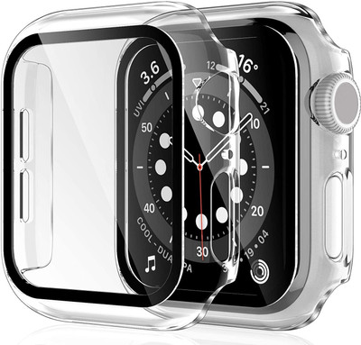 DPJ Tempered Glass Guard for Apple Watch 44mm SE Series 6 5 4 with Tempered Glass Screen Protector, iWatch Full Protective Hard PC Bumper Case Face Cover for Men Women (44 mm,CLEAR)(Pack of 1)