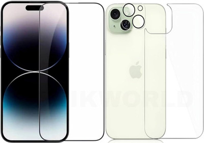 AV Front and Back Tempered Glass for Apple iPhone 15(Pack of 3)