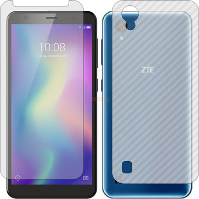 TELTREK Front and Back Tempered Glass for ZTE BLADE A5 2019 (Front Matte Finish & Back 3d Carbon Fiber)(Pack of 2)