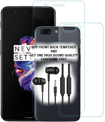SOMTONE Front and Back Tempered Glass for OnePlus 5 FRONT BACK TEMPERED GLASS BUY AND GET EARPHONE FREE(Pack of 1)