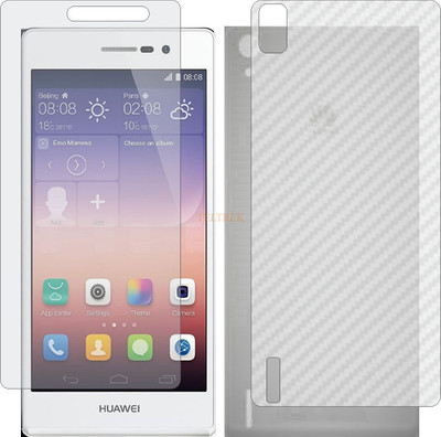 TELTREK Front and Back Tempered Glass for HUAWEI ASCEND P7 DUAL SIM (Front Matte Finish & Back 3d Carbon Fiber)(Pack of 2)