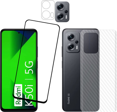 Ten To 11 Front and Back Tempered Glass for MI Redmi K50i, MI Redmi K50i (Back Carbon Fiber)(Pack of 3)