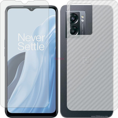 TELTREK Front and Back Tempered Glass for ONE PLUS NORD N300 (Front Matte Finish & Back 3d Carbon Fiber)(Pack of 2)