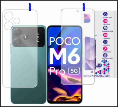 ICROMECK Front and Back Tempered Glass for POCO M6 PRO 5G(Pack of 3)