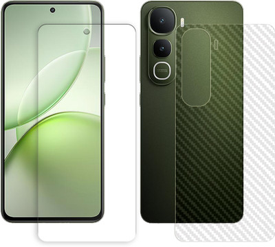ARBAN Front and Back Tempered Glass for vivo Y400 4G Front Back Tempered Glass Screen Protector | Anti-Scratch | Edge to Edge Full Coverage | 9H Hardness ( 1 FRONT TEMPERED GLASS + 1 BACK CARBON FIBER SKIN )(Pack of 1)