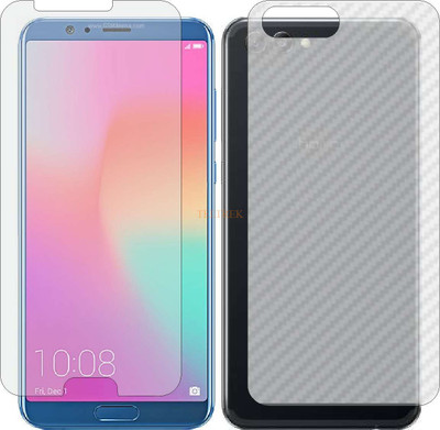 TELTREK Front and Back Tempered Glass for HUAWEI HONOR VIEW 10 2018 (Front Matte Finish & Back 3d Carbon Fiber)(Pack of 2)
