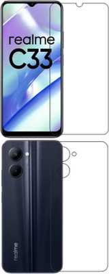 wooden craft Front and Back Tempered Glass for realme C33 {Flexible}, RMX3624, C33(Pack of 2)