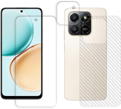 SOMTONE Front and Back Tempered Glass for Honor X7d 4G Tempered Glass Screen Protector | Anti-Scratch | Edge to Edge Full Coverage | 9H Hardness ( 1 FRONT SCREEN GUARD + 1 BACK CARBON FIBER SKIN + 1 CAMERA LENS PROTECTOR )(Pack of 1)