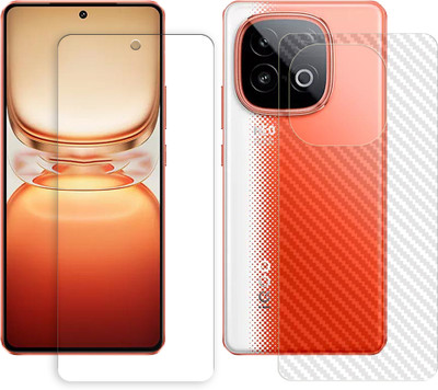 ARBAN Front and Back Tempered Glass for iQOO Neo 10 5G Tempered Glass Screen Protector | Anti-Scratch | Edge to Edge Full Coverage | 9H Hardness (1 FRONT TEMPERED GLASS + 1 BACK CARBON FIBER SKIN)(Pack of 1)