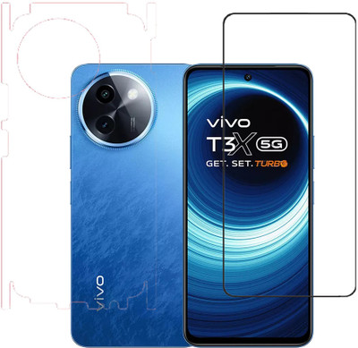 VAYUVAULT Front and Back Tempered Glass for Vivo T3x, Vivo T3x 5G(Pack of 2)
