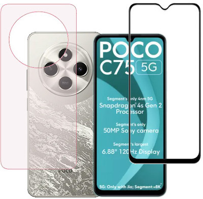 HOBBYTRONICS Front and Back Tempered Glass for Poco C75 5g, Poco C75(Pack of 1)